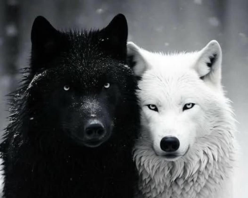 The Fight of the White and Black Wolf